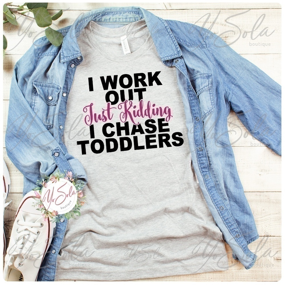 I Work out, Just kidding - Grey T-shirt, Graphic